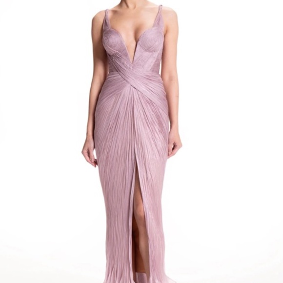 Maria Lucia Hohan “Corinna” Strapless Pleated Gown – Blush Pink – Size US 8 - Picture 1 of 10